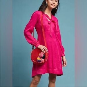 Anthroplogie’s- Moulinette Soeurs Vibrant Pink Long Sleeve Dress